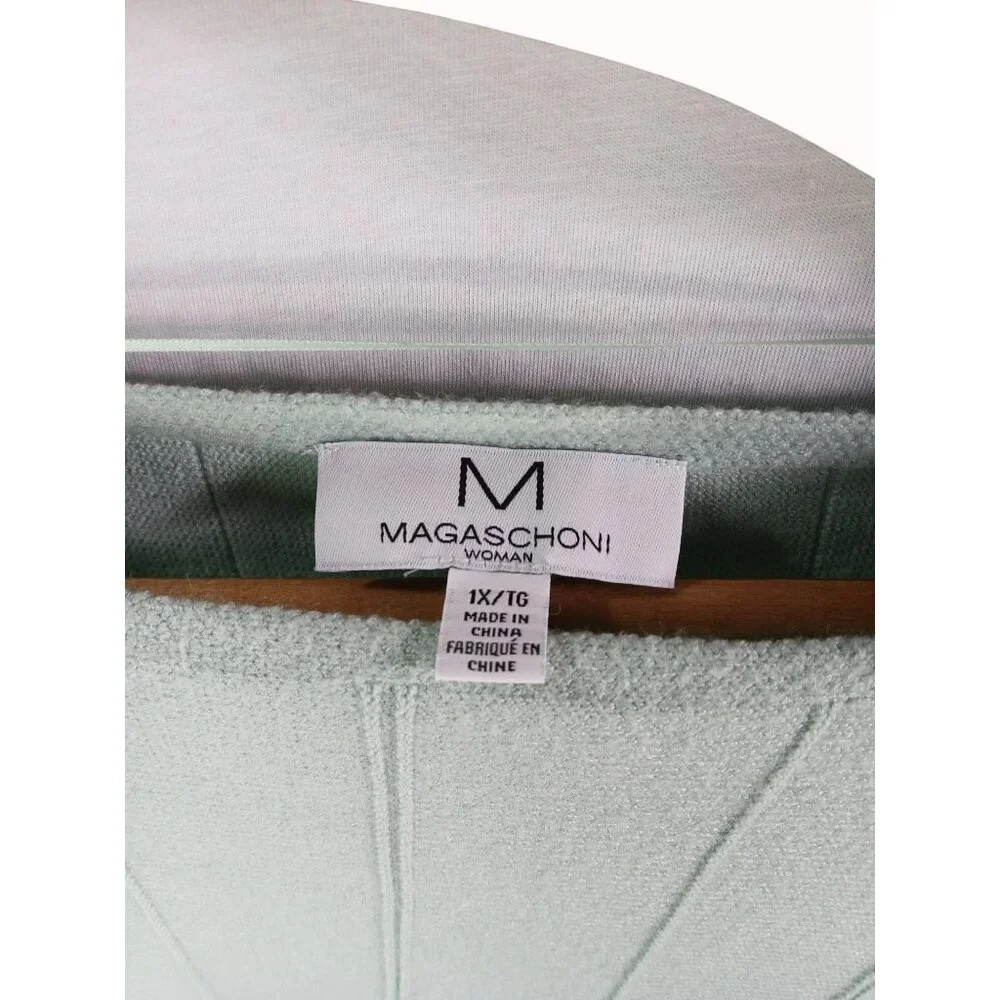 Magaschoni Womens Mint Green Ribbed Knit Dolman Sleeve Sweater 1X Slouchy Cozy - Picture 4 of 9
